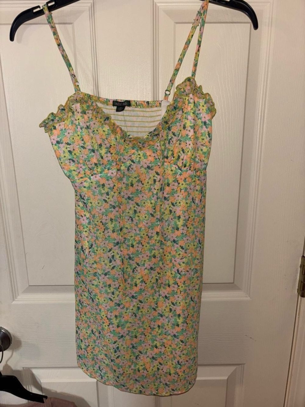 NWT Floral Spaghetti-Strap Dress in Pastel Green and Pink